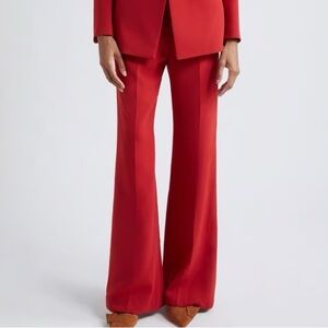 Veronica Beard Red Wide Leg Sailor Pants Sz 10 High Waist Trousers Career Button